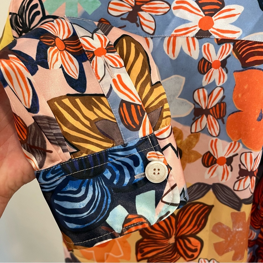 Acne Studios 34 Buse Floral Long-Sleeve Boyfriend Shirt - Picture 13 of 17